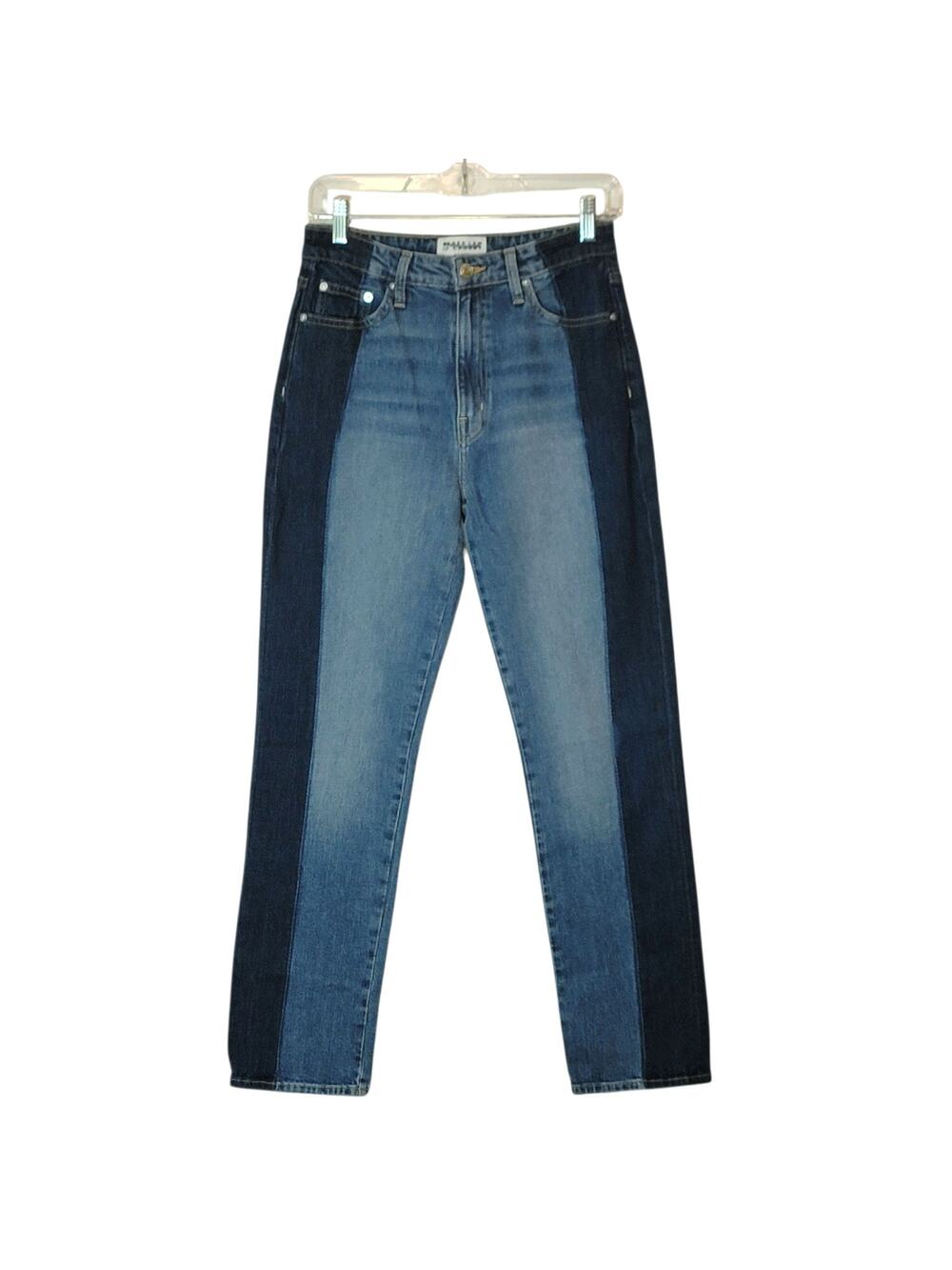 Derek Lam Kate High Rise Ankle Straight Denim Jean Colorblock Blue Designer 29